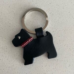 Coach Scottie Dog Black Red Leather keychain bag charm FOB